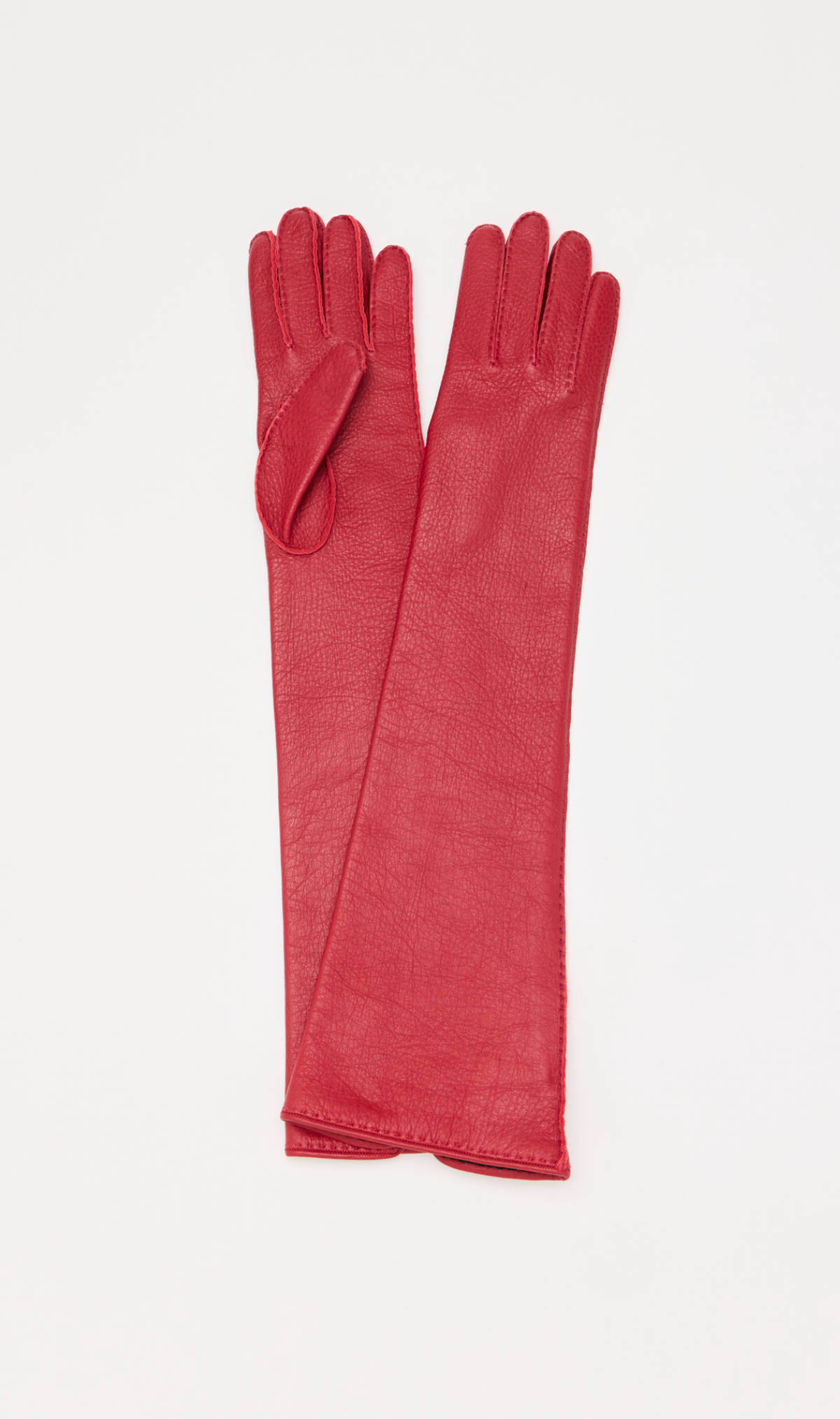 Plan C Long Red Leather Gloves