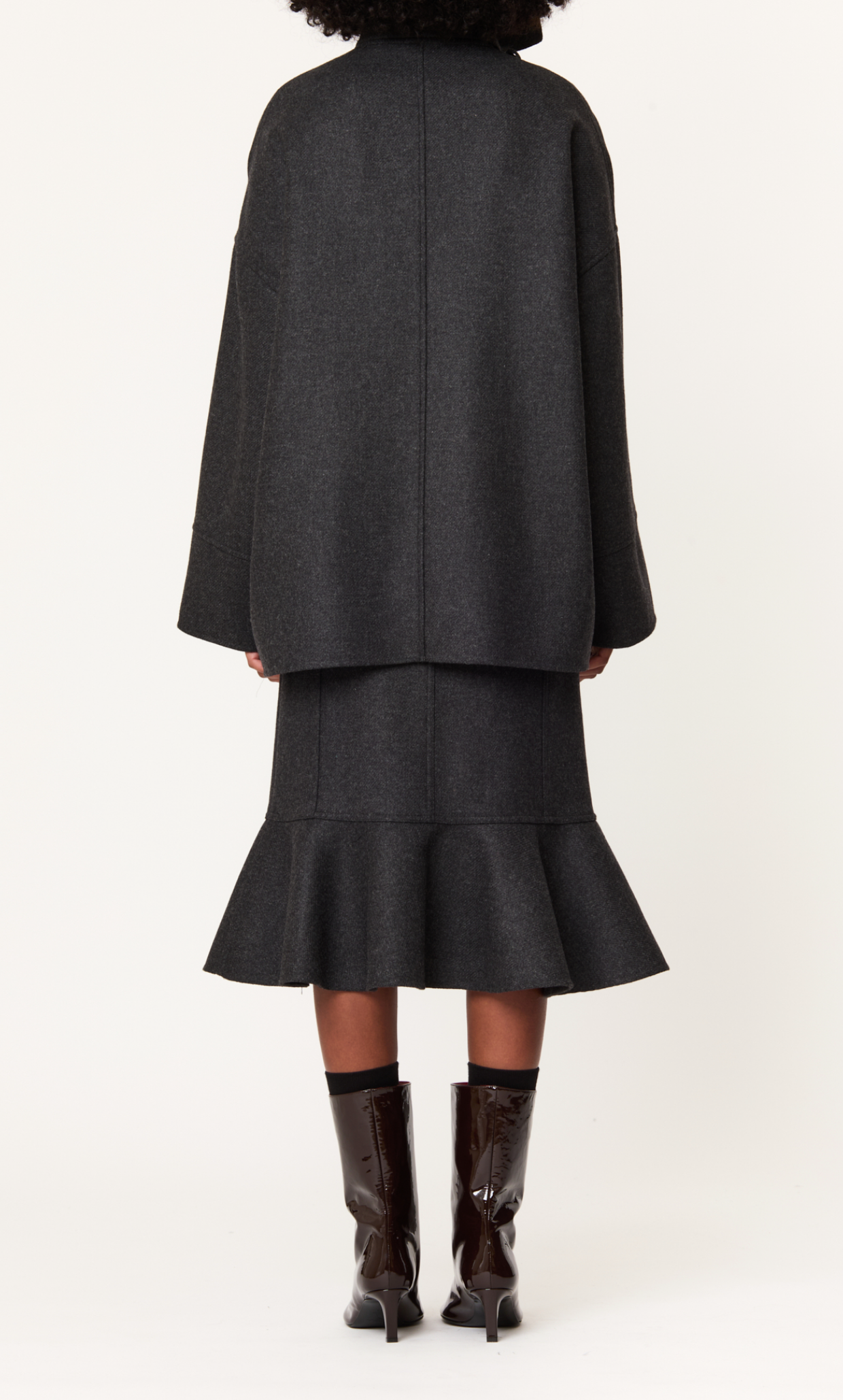 Plan C Oversized Wool Jacket Charcoal
