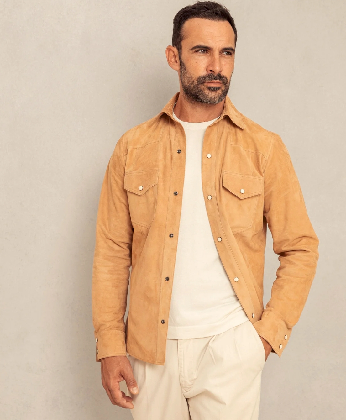 Alfredo Rifugio Suede Texana Shirt beige