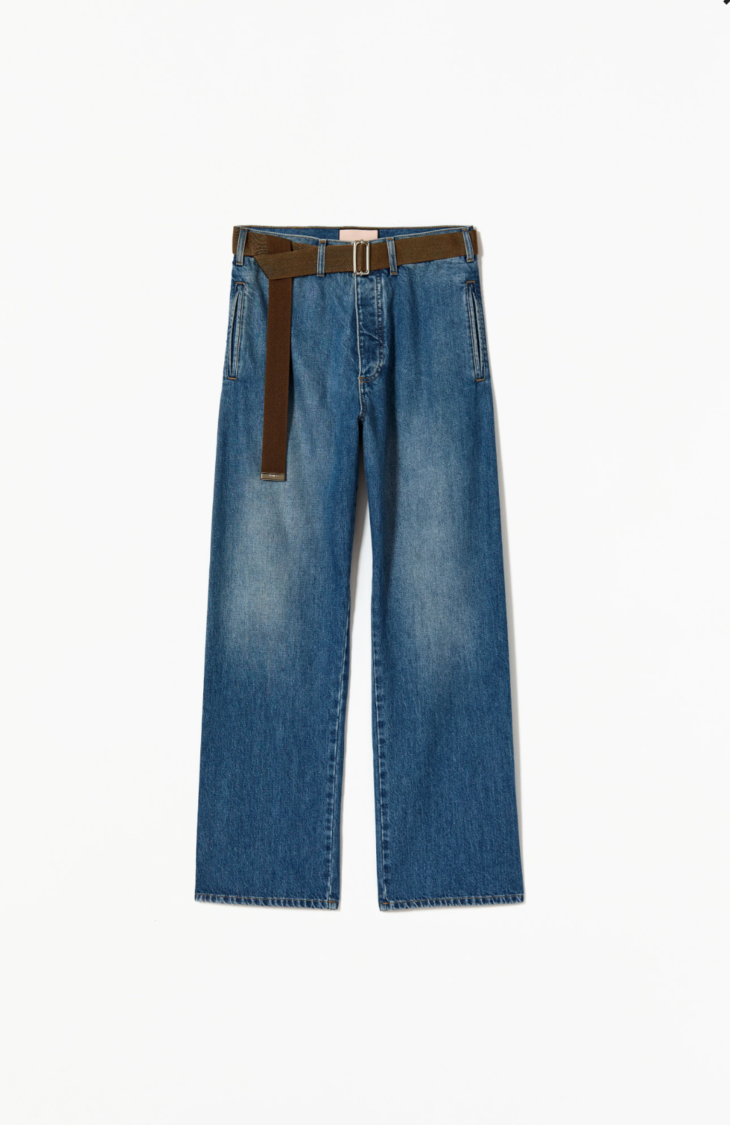Plan C Wide Leg Denim Trousers