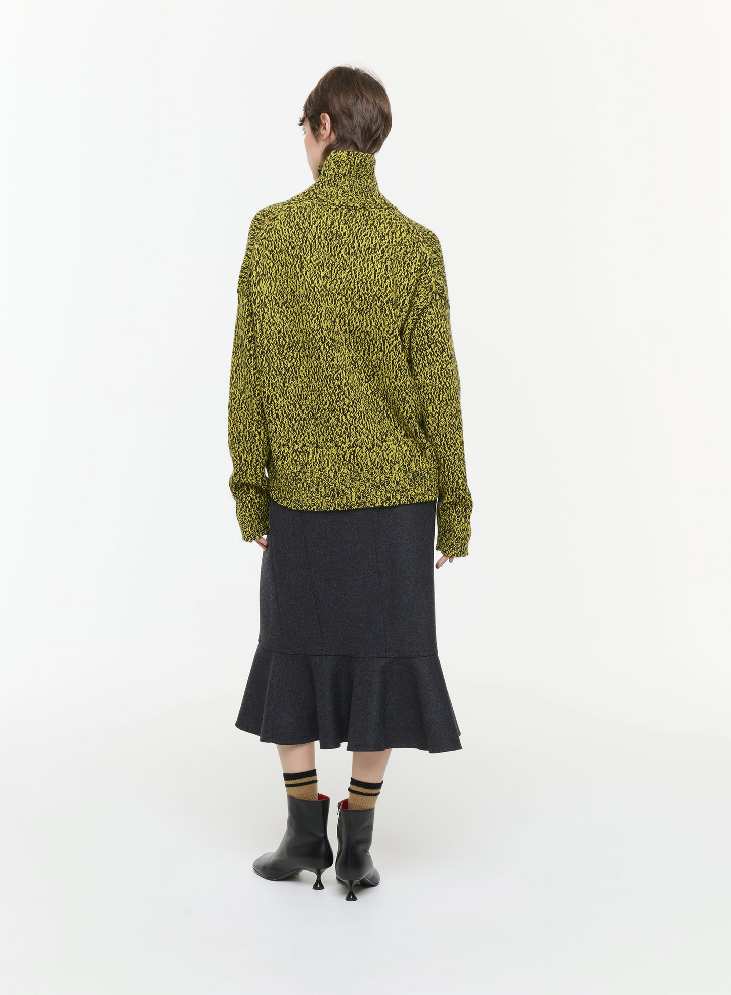 Plan C Flared Midi Skirt Charcoal