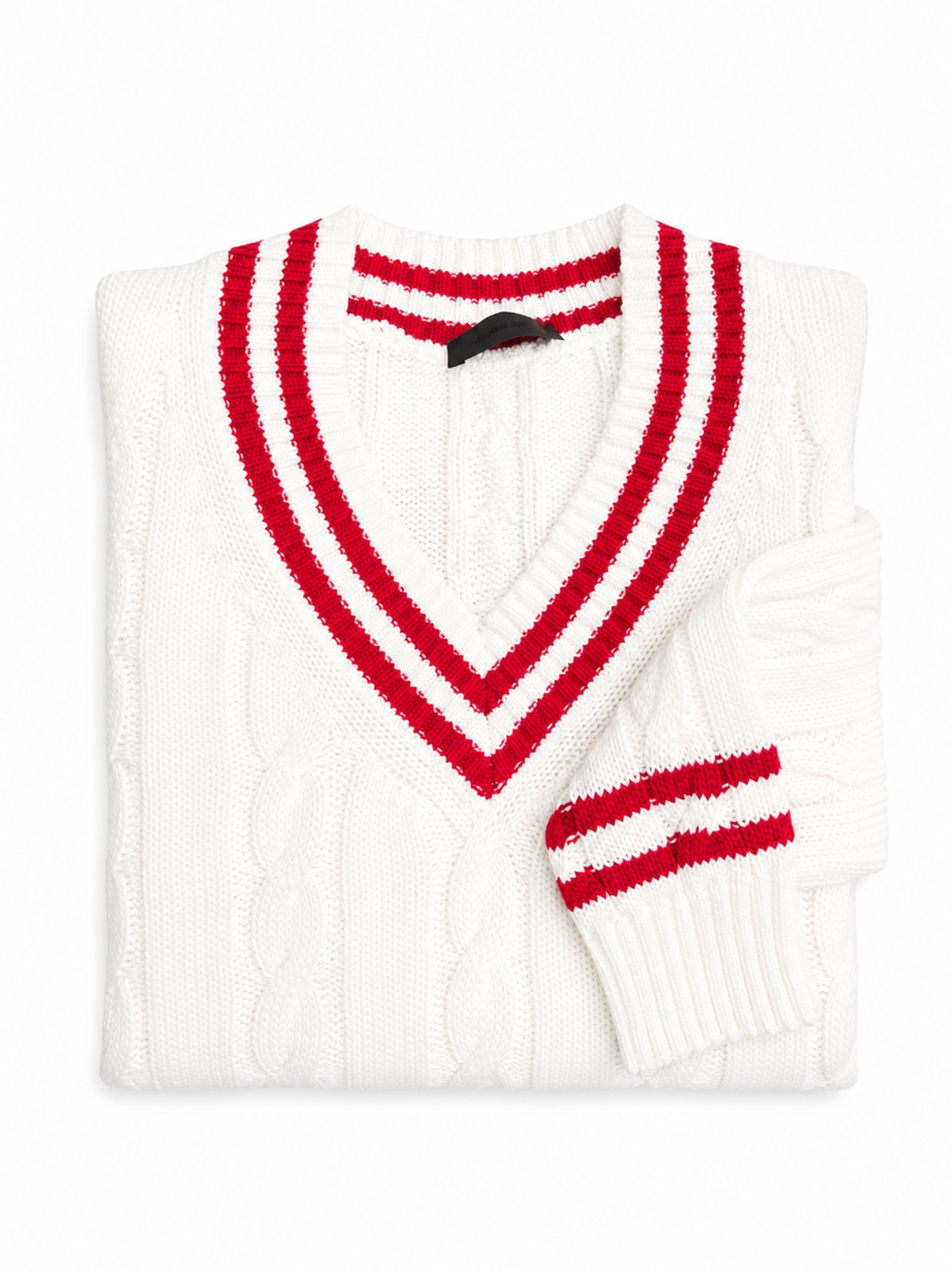 Salvatore Schito Cable-Knit Sweater Off White Red