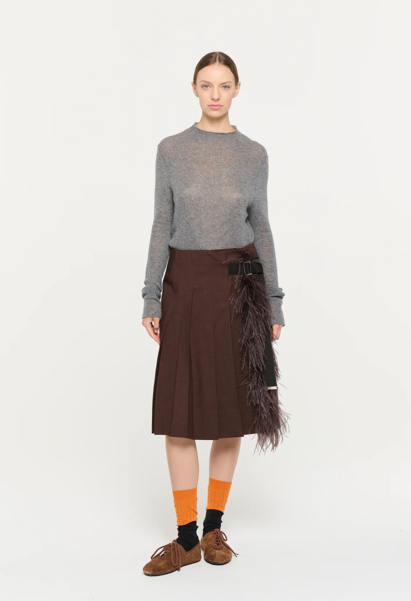 SKIRT BROWN MELANGE
