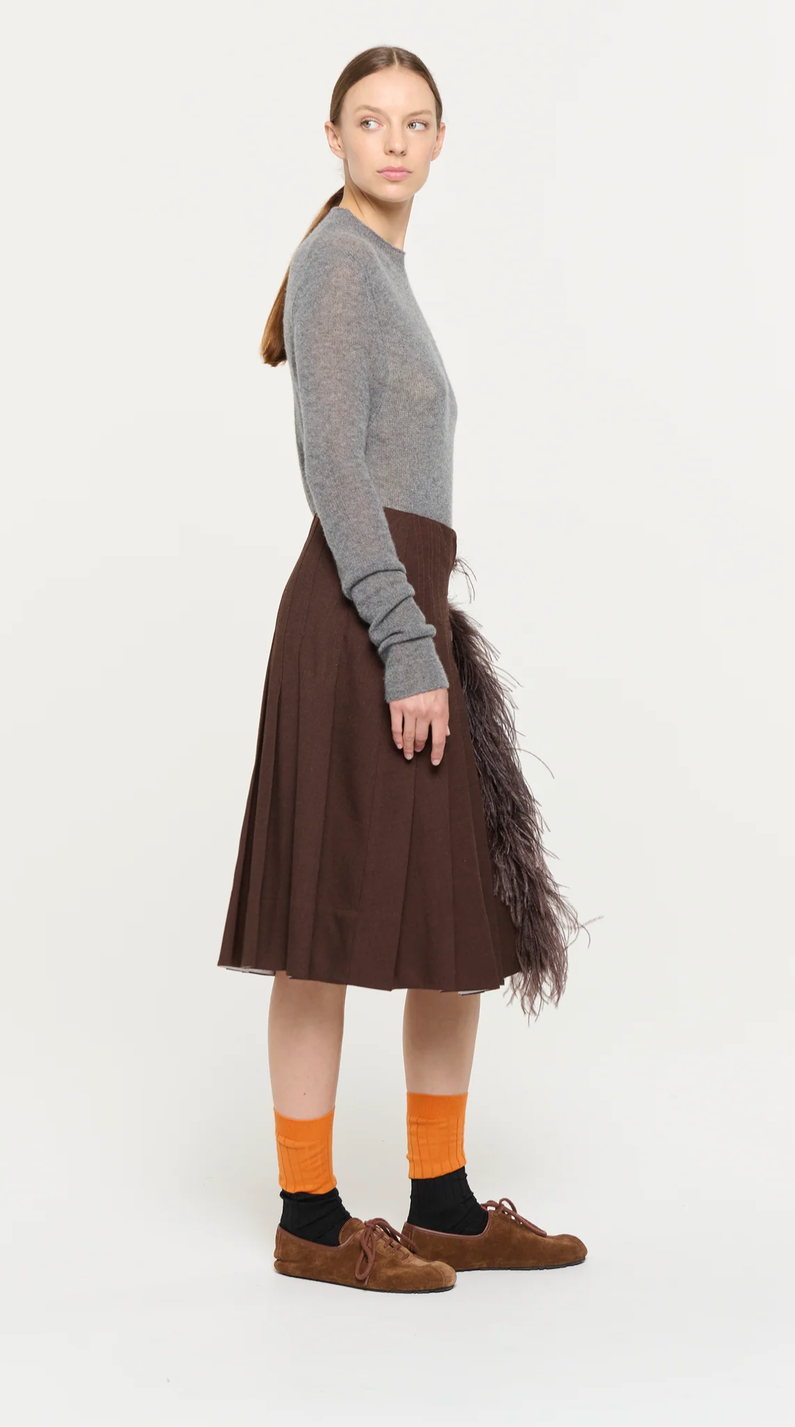 SKIRT BROWN MELANGE