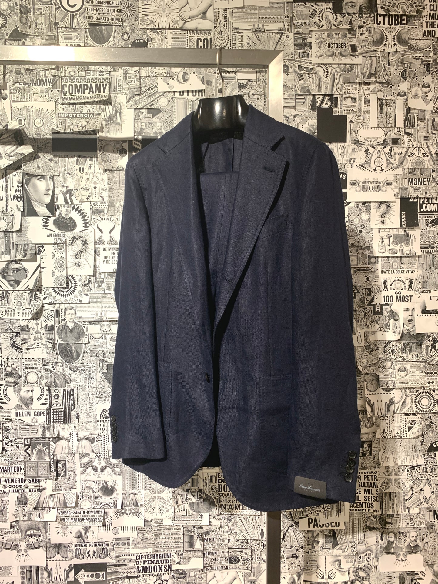 1300.00 Suit Linen Navy E.FORMICOLA Salvatore Schito