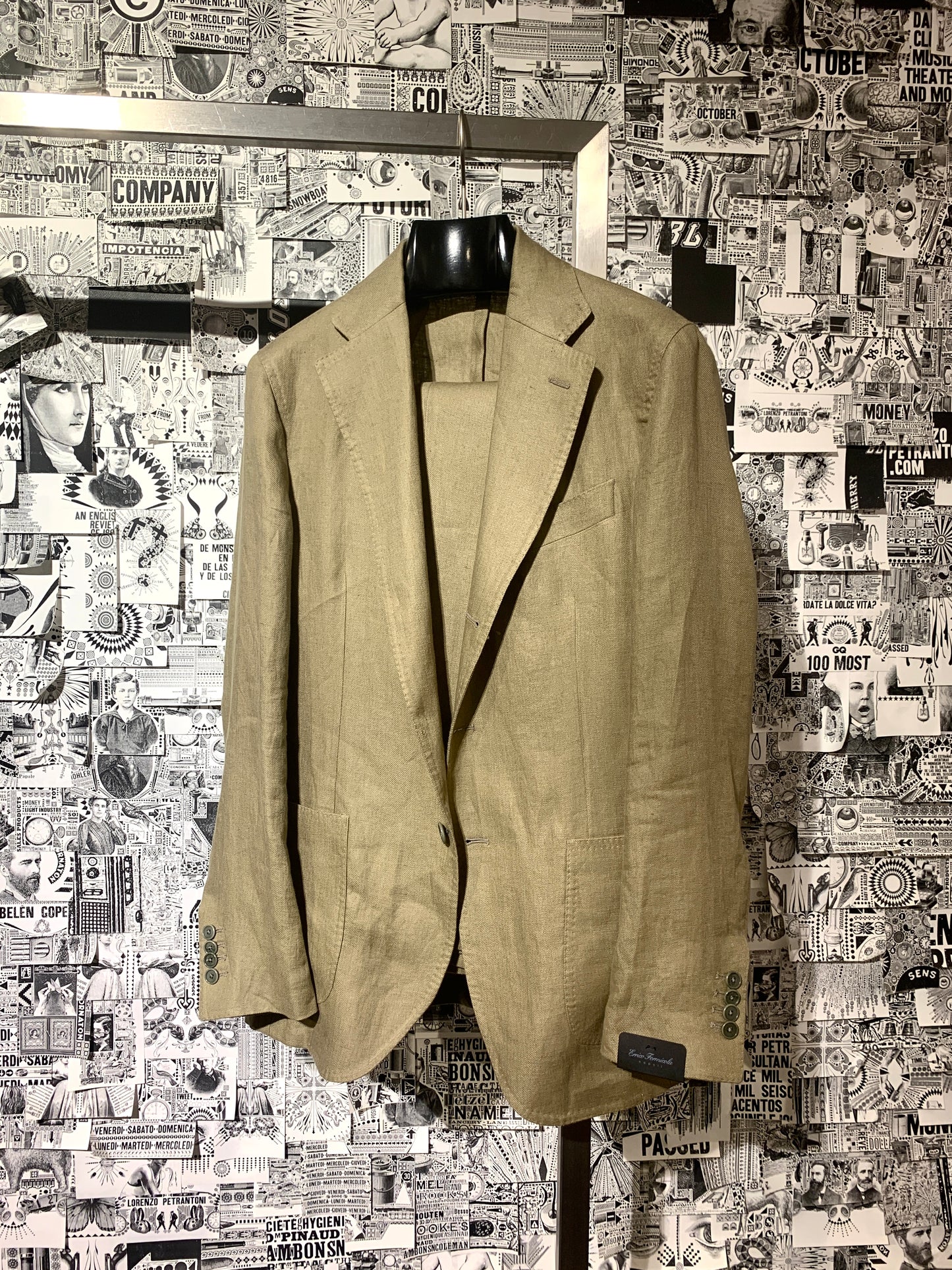 1300.00 Suit Linen Khaki E.FORMICOLA Salvatore Schito