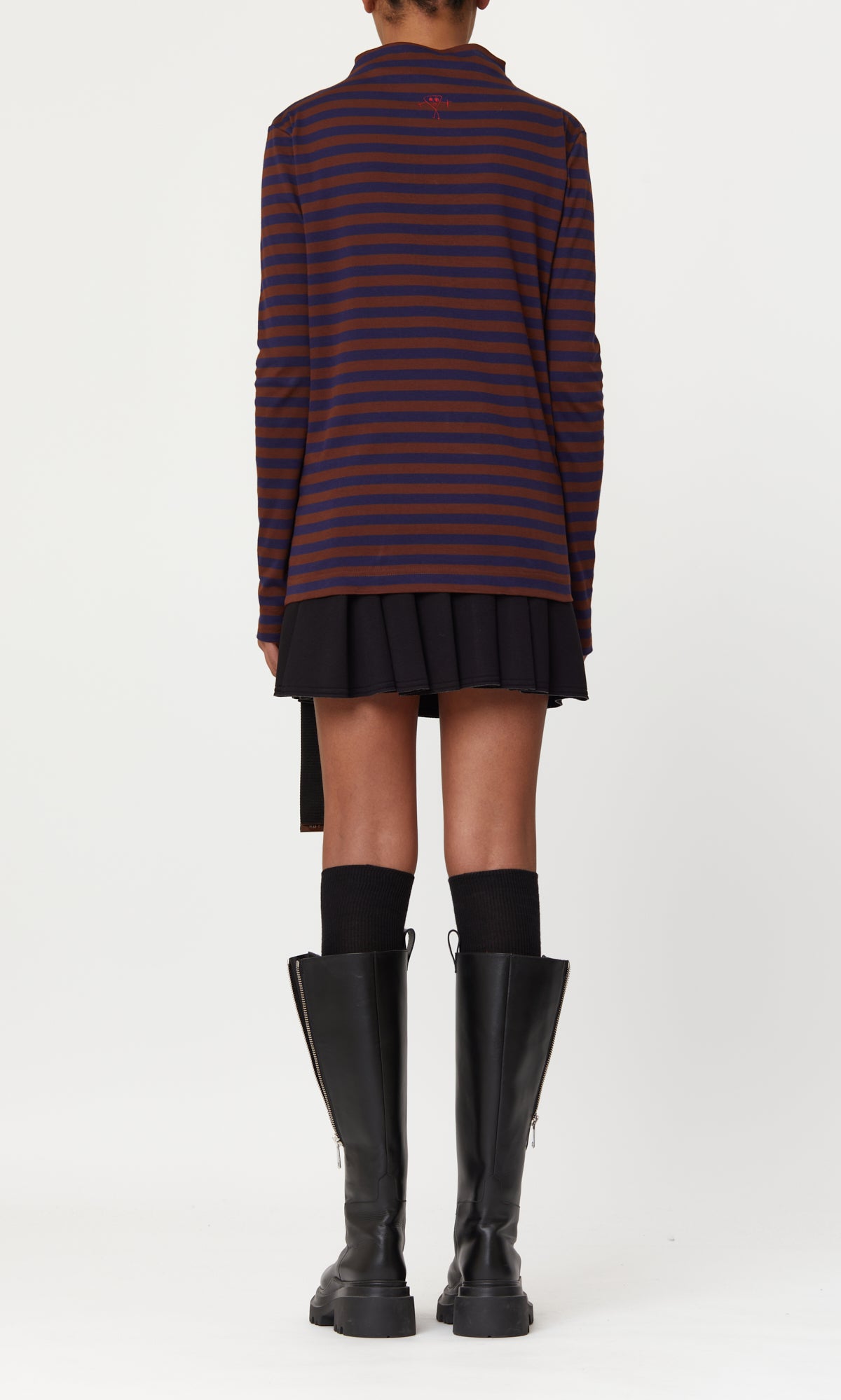 T-SHIRT BROWN /BLUE STRIPE