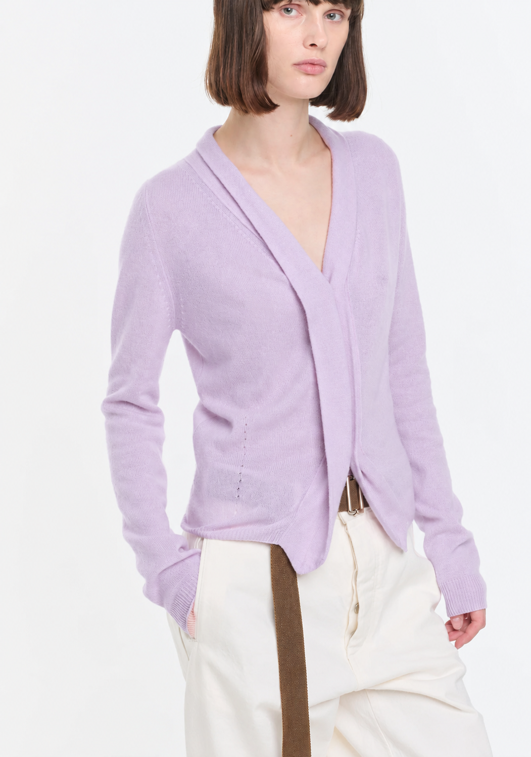 Plan C Soft Cashmere Cardigan Lilac