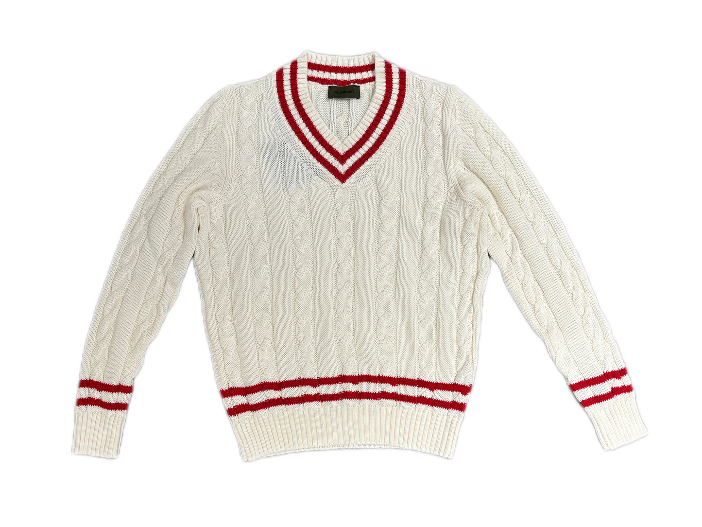 VALENTINI V NECK WHITE RED
