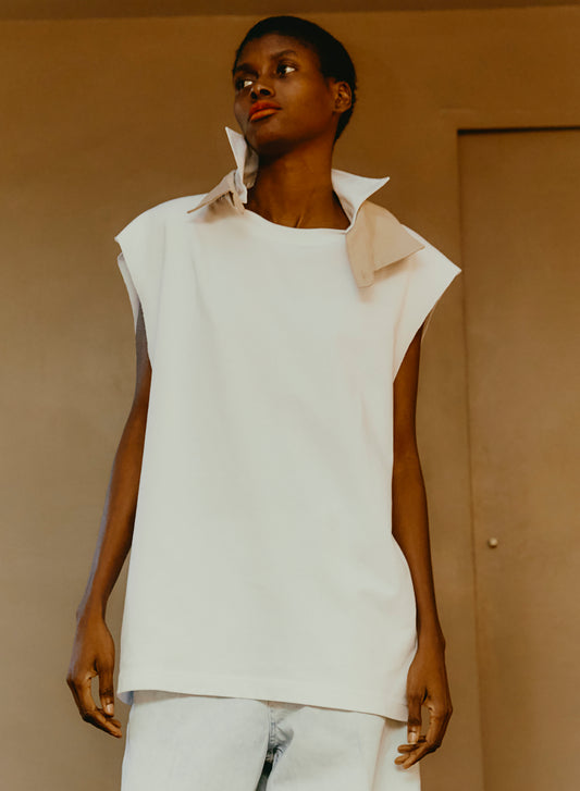 Maison Jejia Double Collar Top Cream