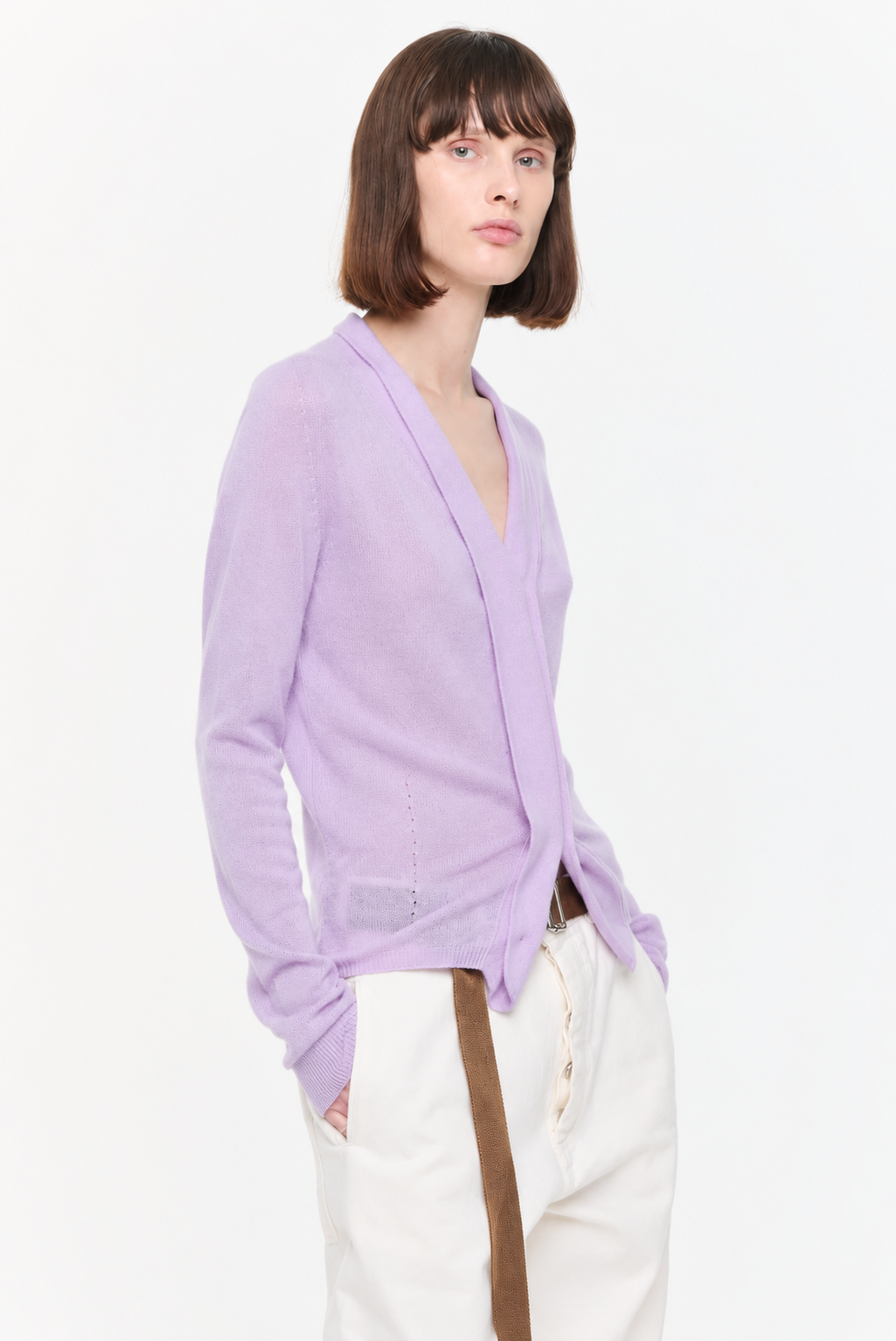 Plan C Soft Cashmere Cardigan Lilac