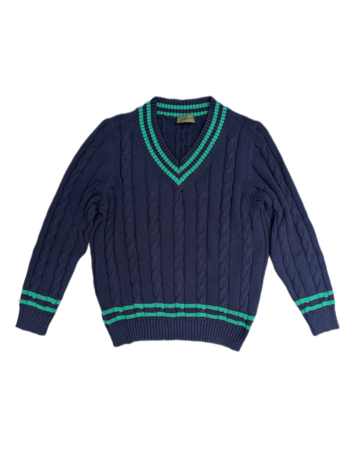 VALENTINI V NECK BLUE GREEN