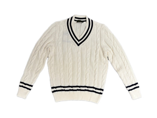 VALENTINI V NECK WHITE BLUE