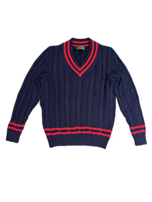 VALENTINI V NECK BLUE RED