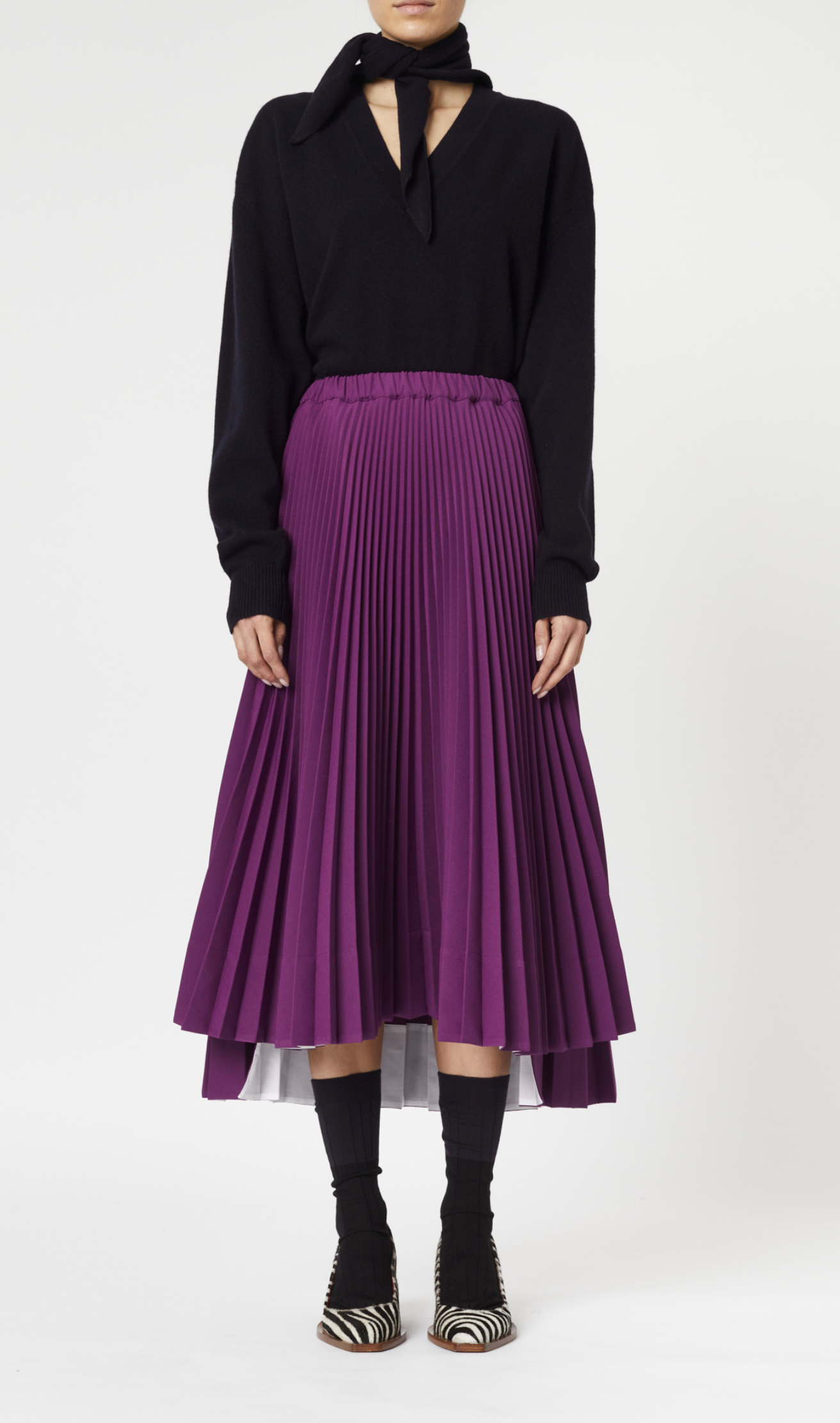 1010.00 Skirt Pleated Purple PLAN C Salvatore Schito