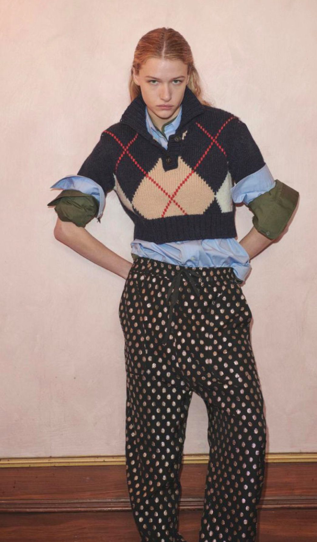 N21 Argyle Crop Knit Sweater