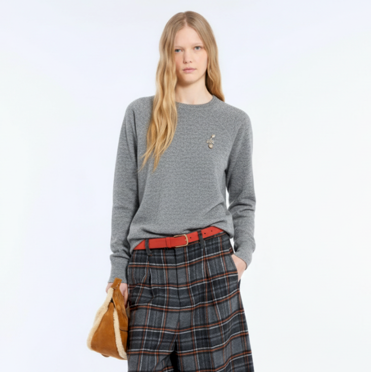 N21 Embellished Knit Sweater Grey