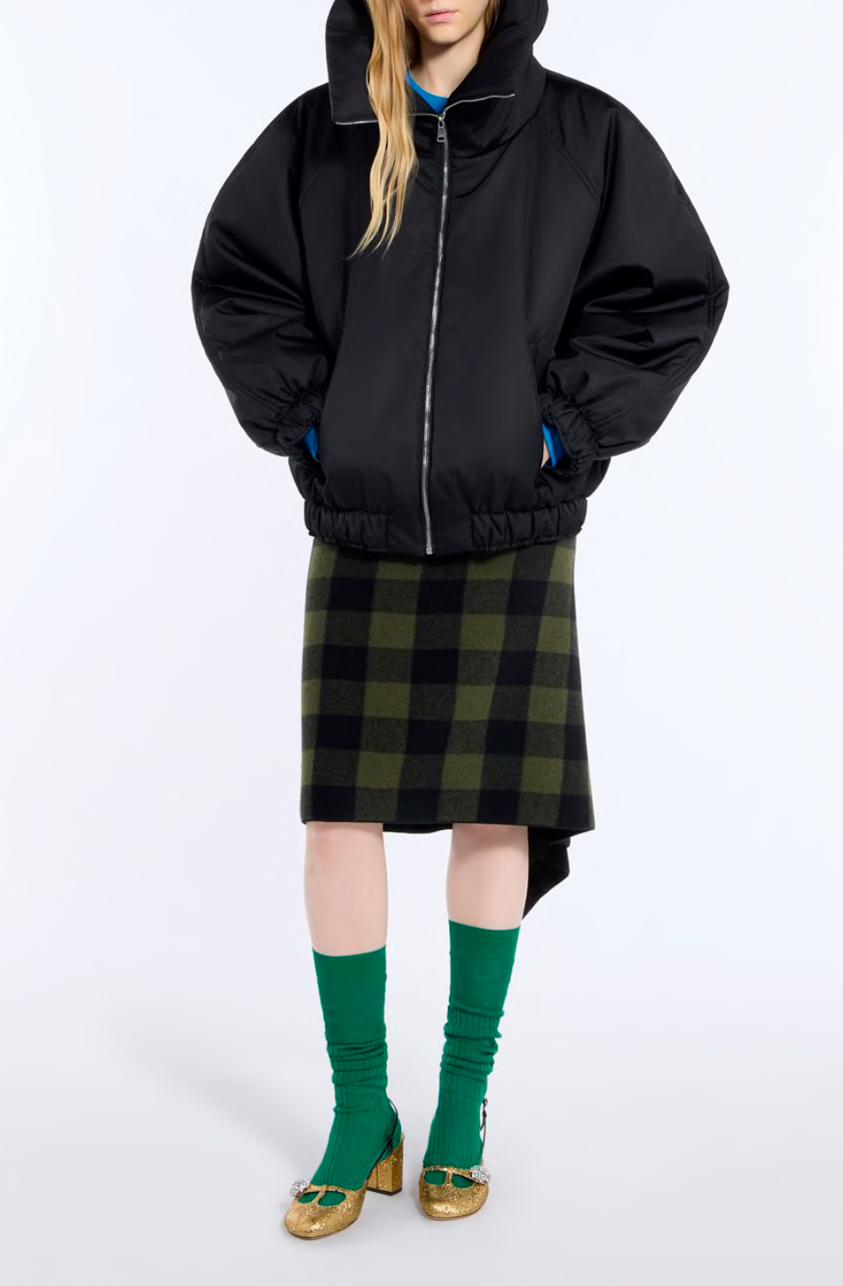 N21 Checked Asymmetric Midi Skirt