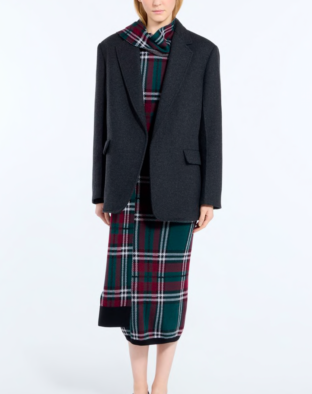 N21 Tartan Knit Midi Dress Multicolor