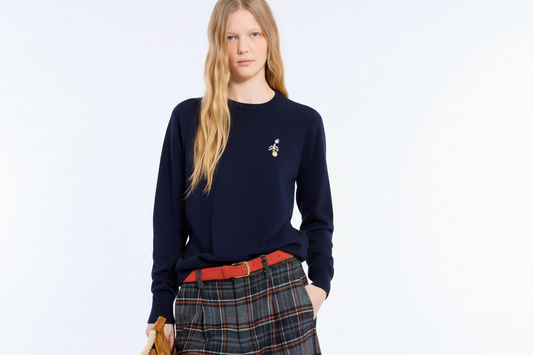 N21 Embellished Knit Sweater Navy