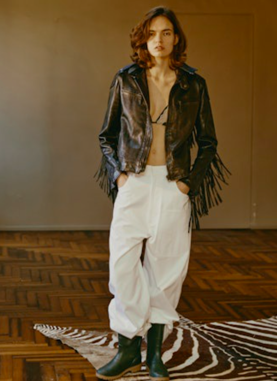 Maison Jejia Nina Leather Fringe Jacket