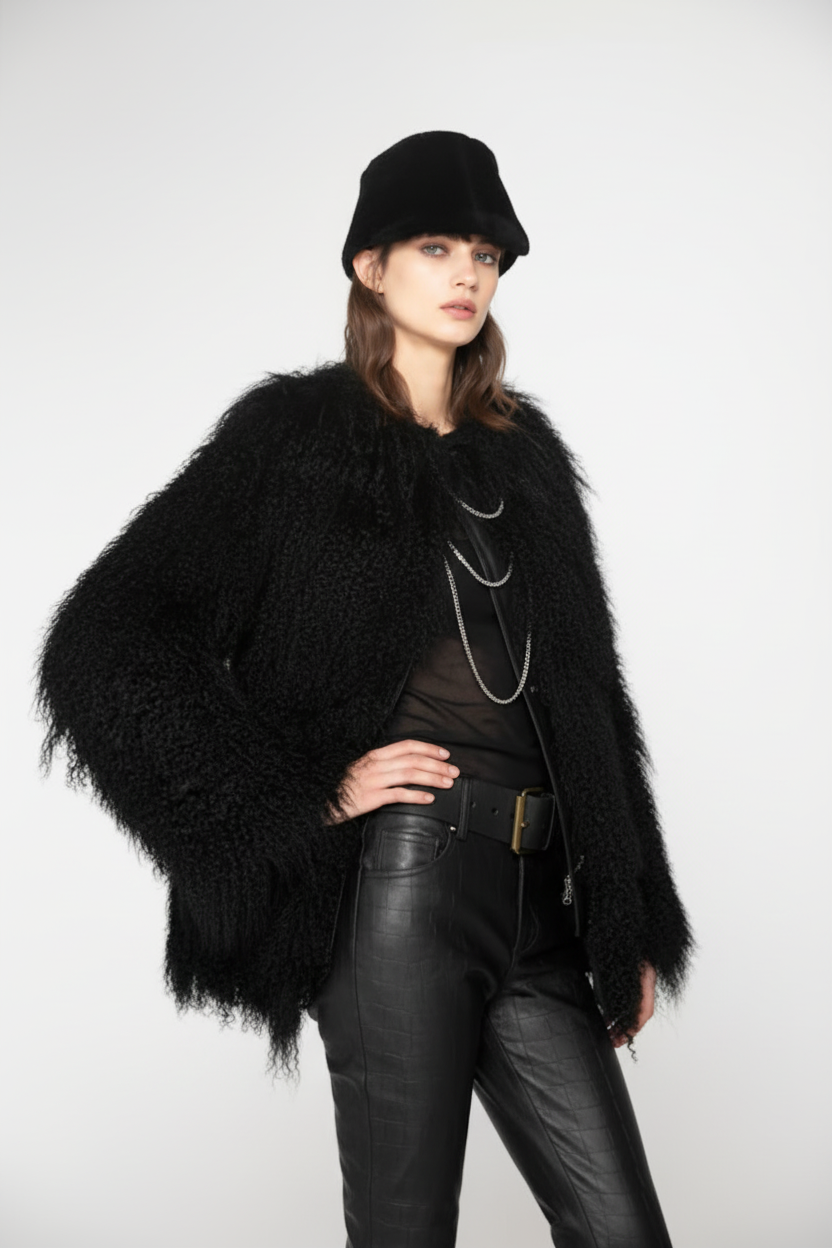 SHEARLING ROUND NECK JACKET