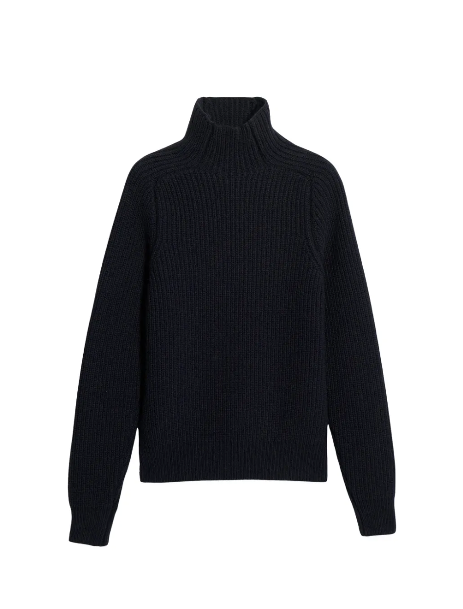 Fortela Navy Ribbed Wool Sweater