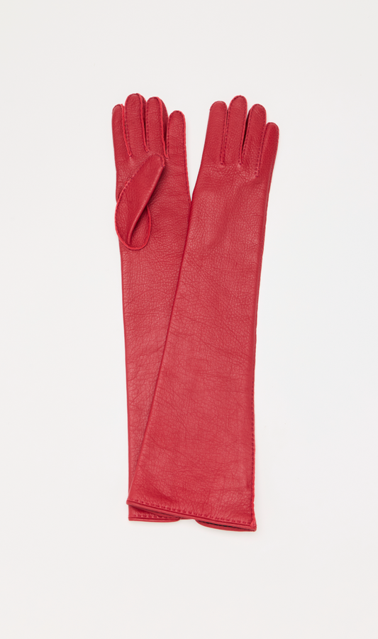 Plan C Long Red Leather Gloves