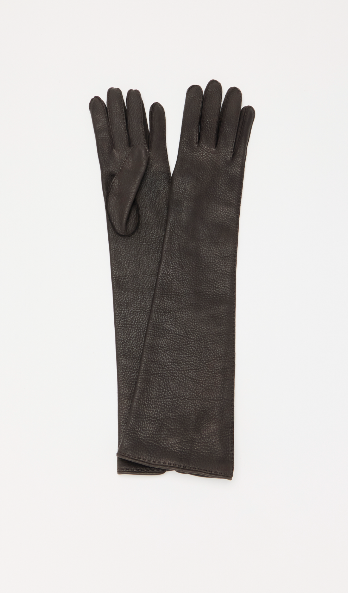 Plan C Long Leather Gloves Brown