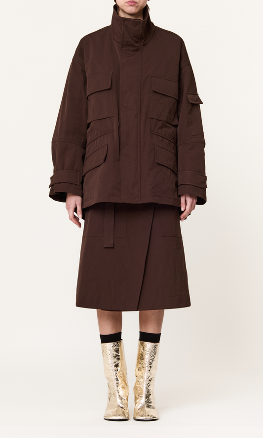Plan C Oversized Utility Jacket Brown