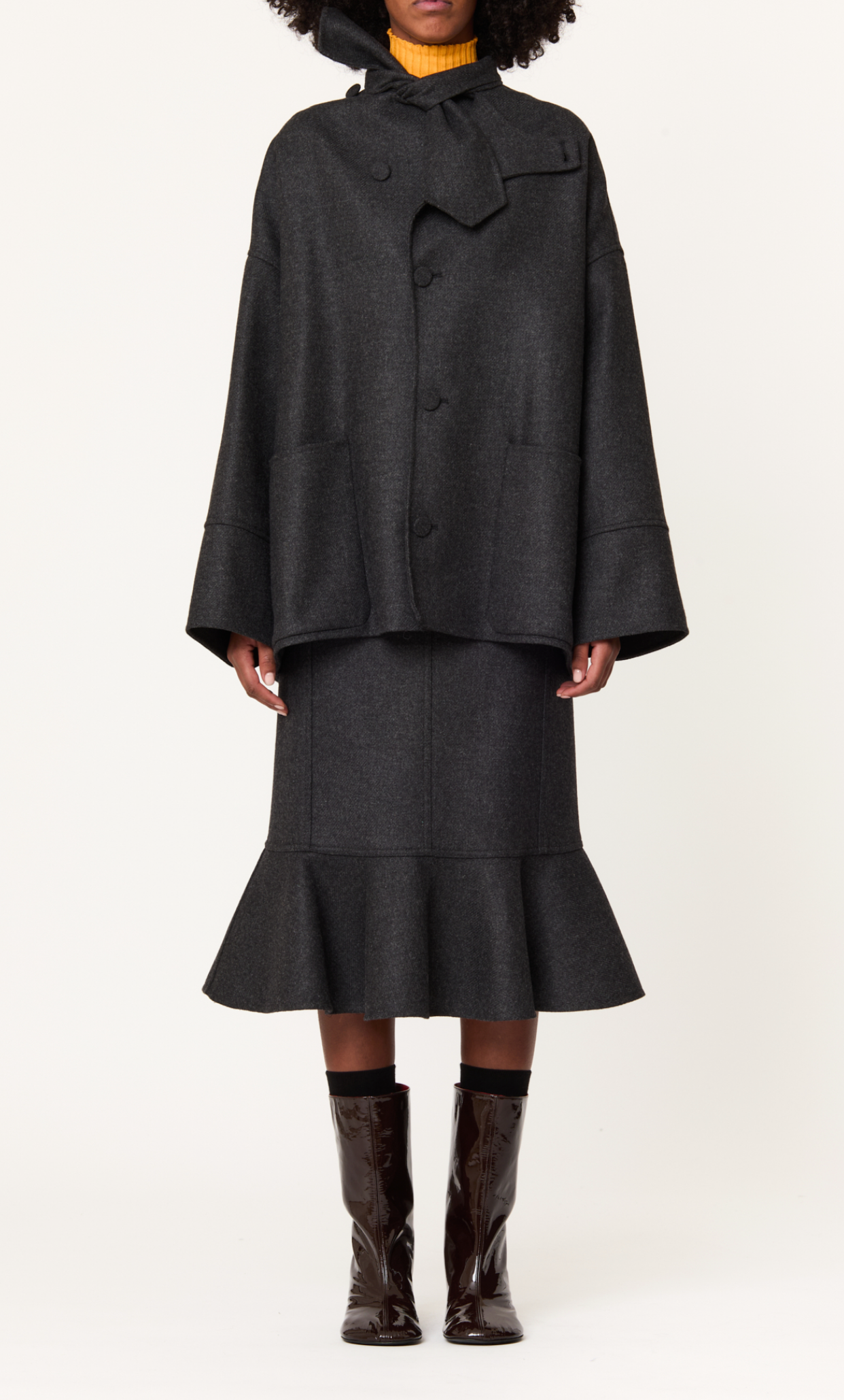Plan C Oversized Wool Jacket Charcoal