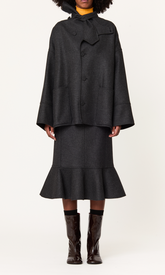 Plan C Oversized Wool Jacket Charcoal