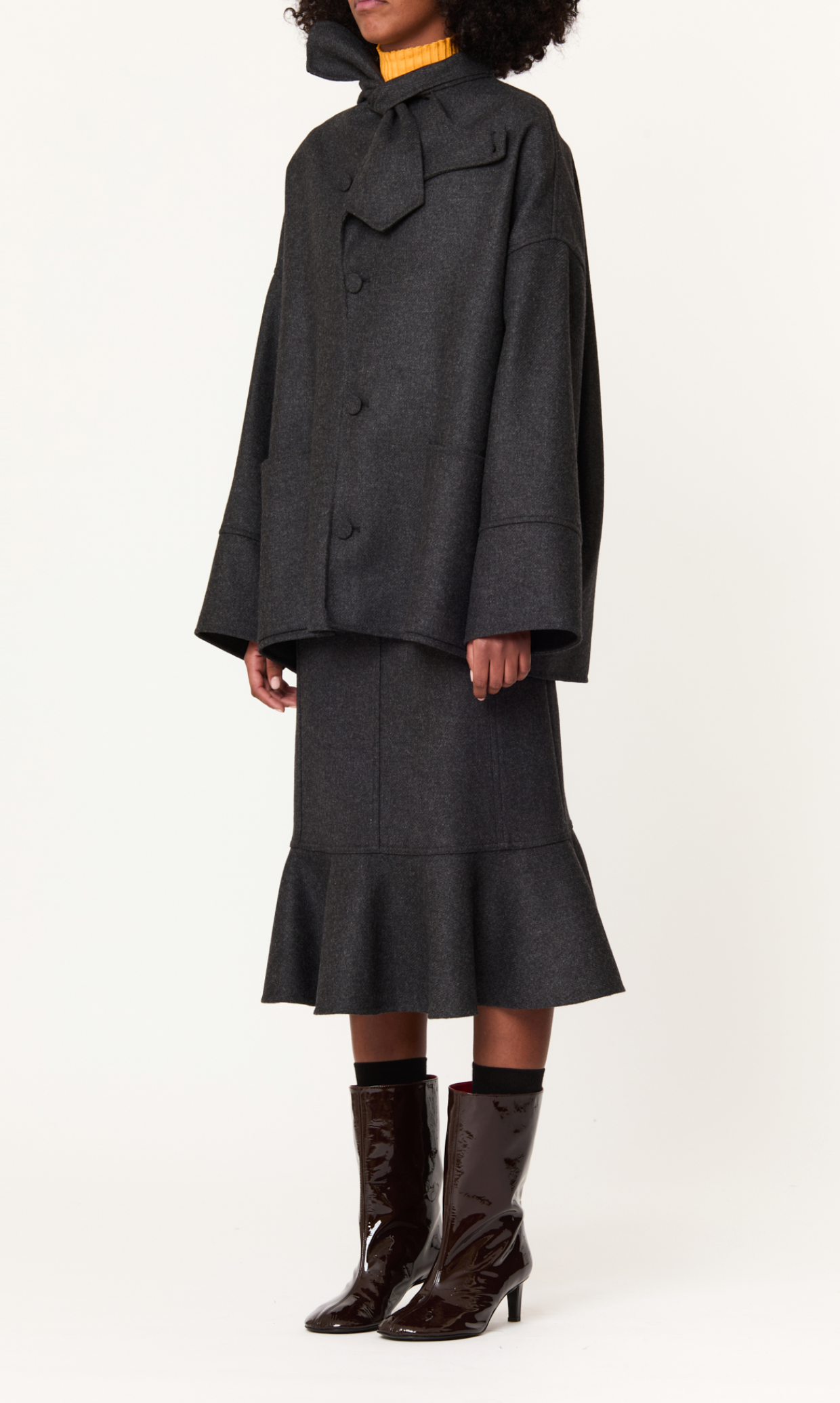 Plan C Oversized Wool Jacket Charcoal