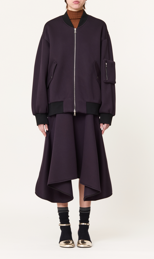 Plan C Oversized Bomber Jacket Navy