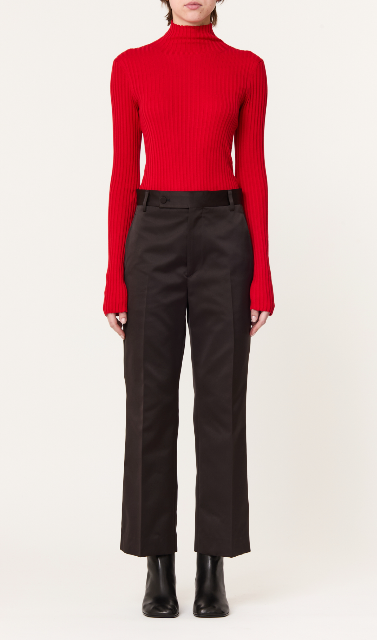 Plan C Cropped Straight Leg Trousers Black