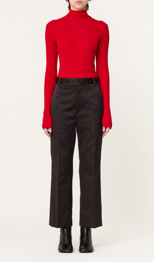 Plan C Cropped Straight Leg Trousers Black