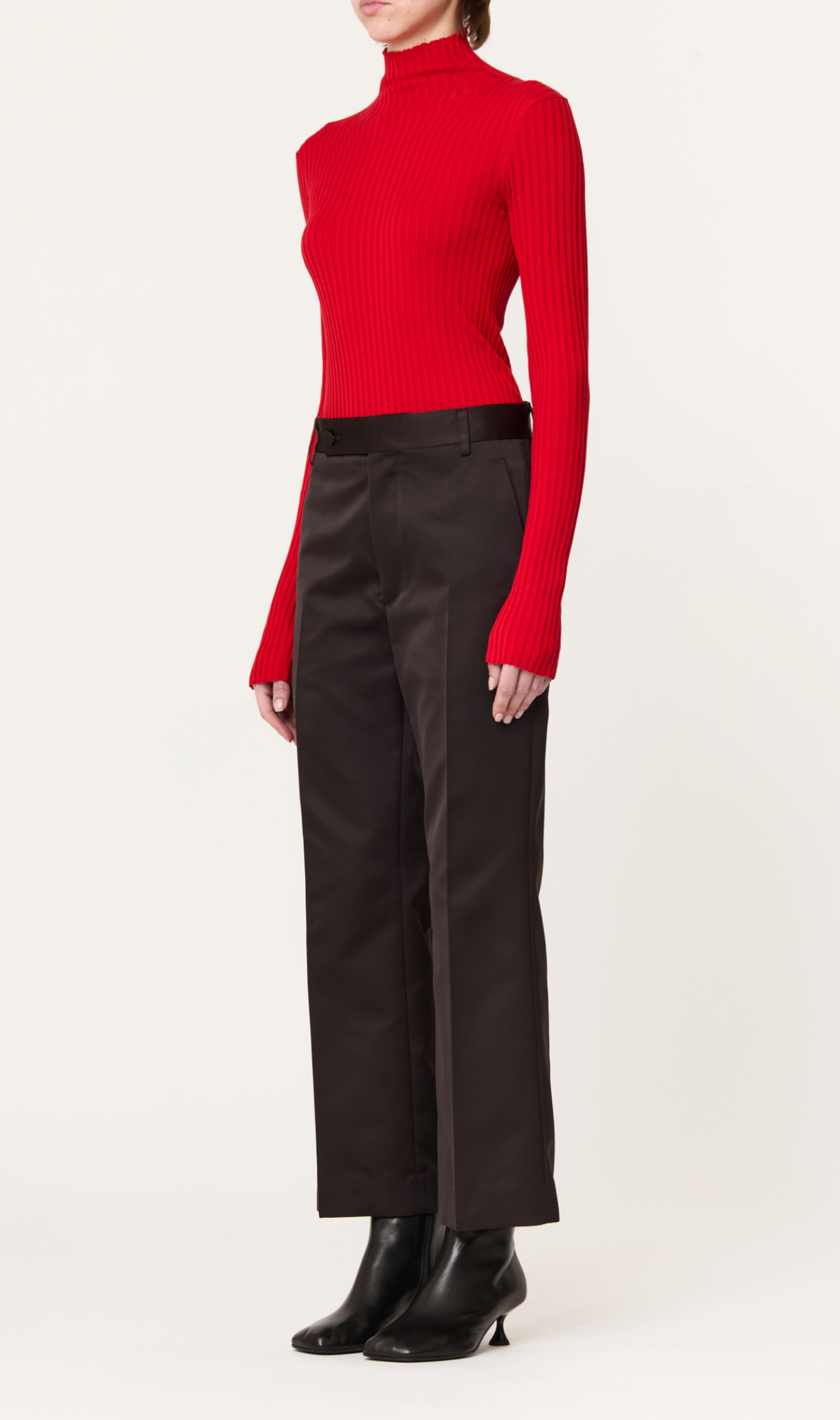 Plan C Cropped Straight Leg Trousers Black