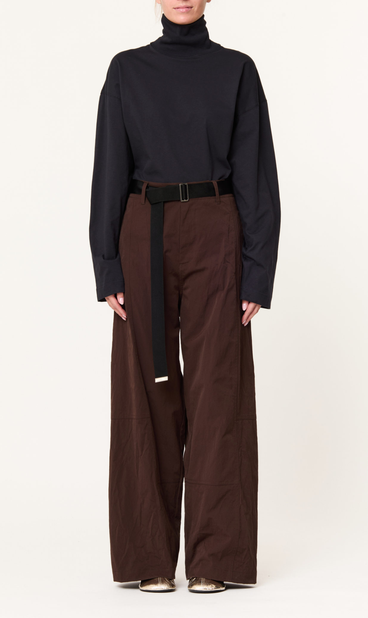 Plan C Wide Leg Trousers Brown