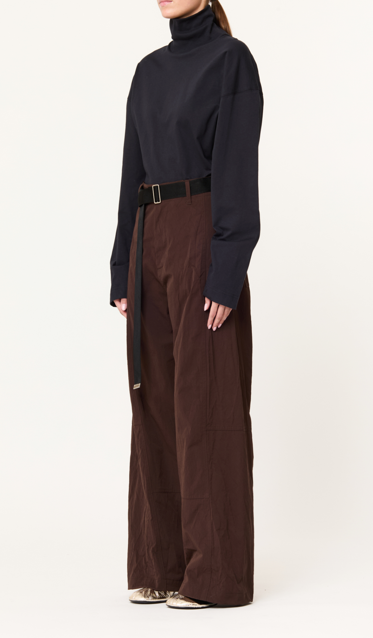 Plan C Wide Leg Trousers Brown