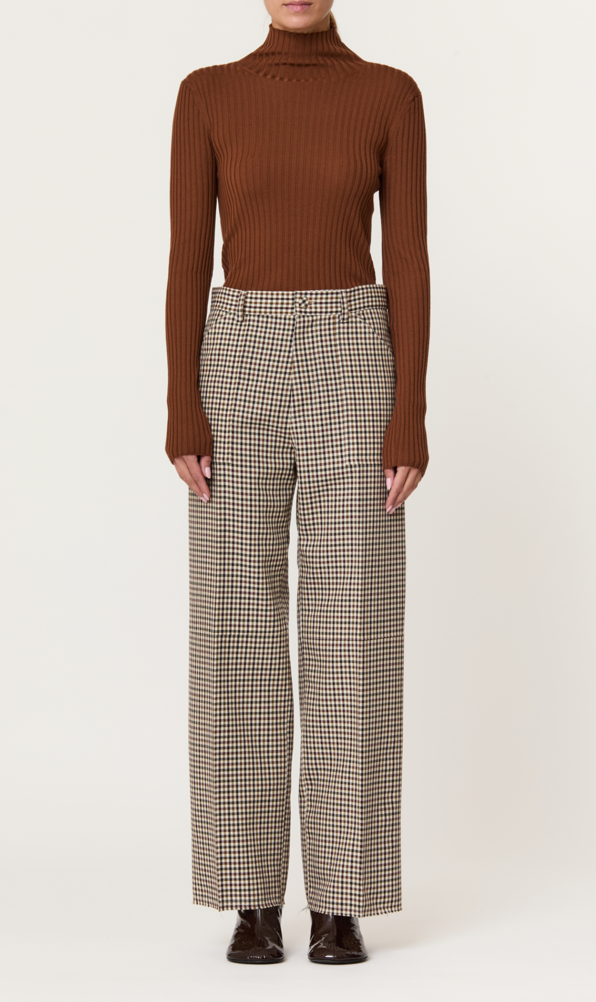 Plan C Brown Check Wool Truusers