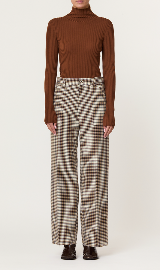 Plan C Brown Check Wool Truusers