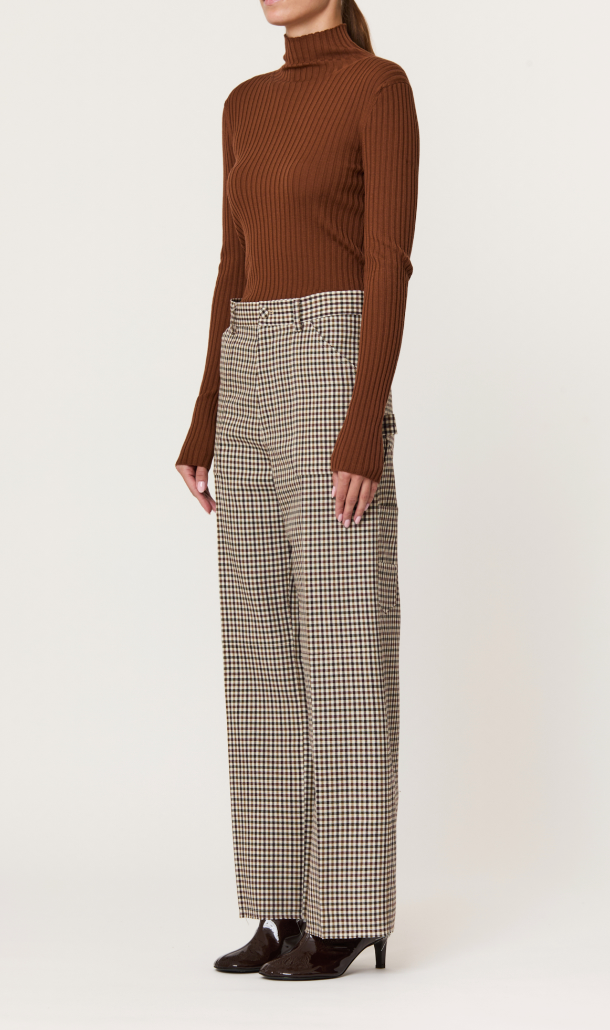 Plan C Brown Check Wool Truusers