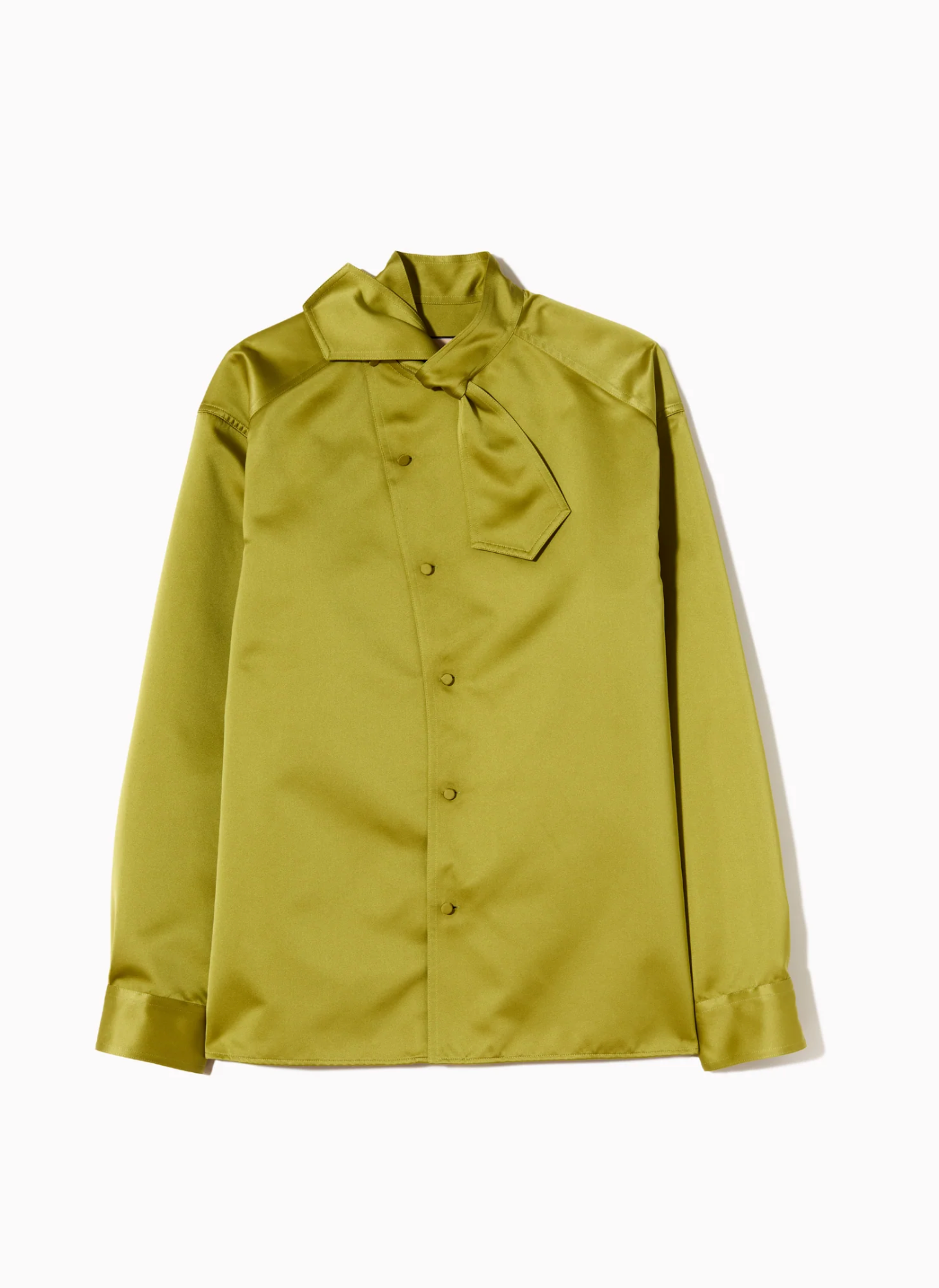 Plan C Satin Bow Collar Shirt Lime