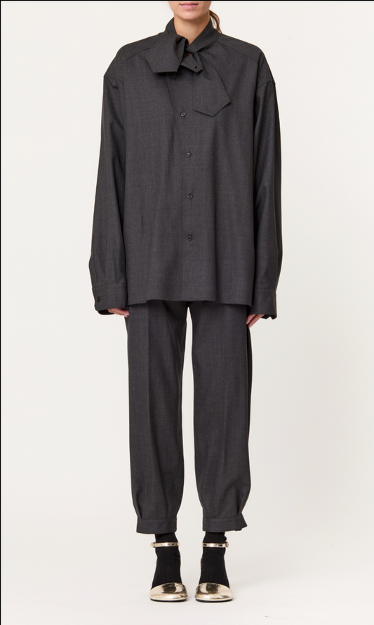PLAN C Charcoal Grey Cuffed Trousers
