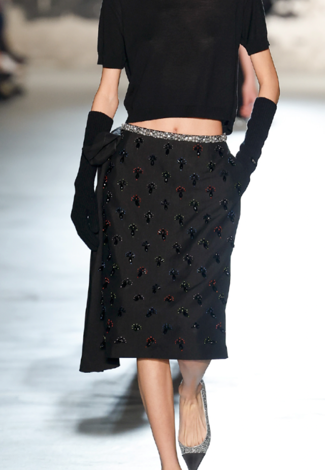 N21 Black Embellished Midi Skirt