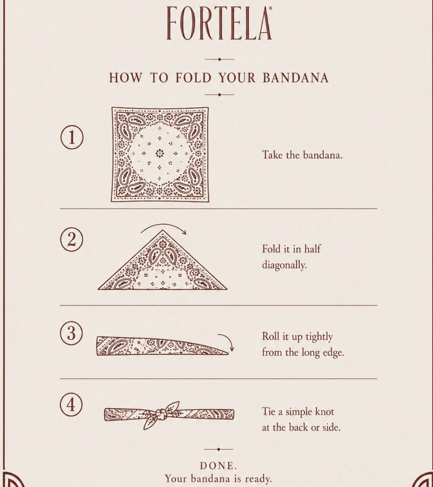 Fortela Bandana Printed Bordeaux