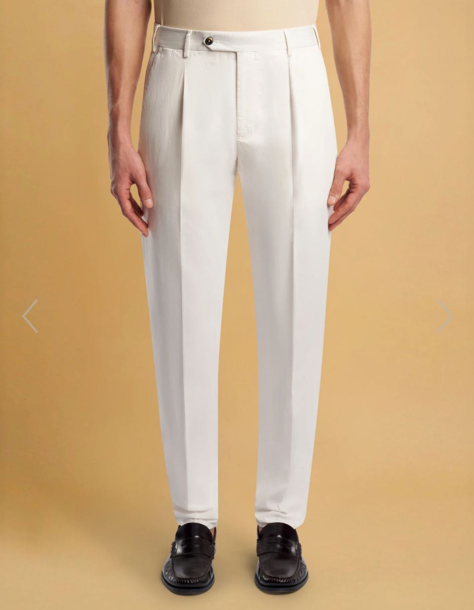 PT TORINO Bundfaltenhose Ecru Wool Blend
