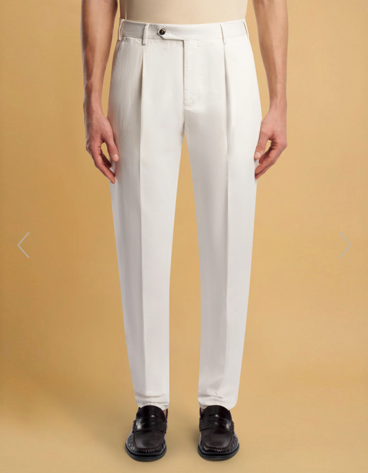 PT TORINO Bundfaltenhose Ecru Wool Blend