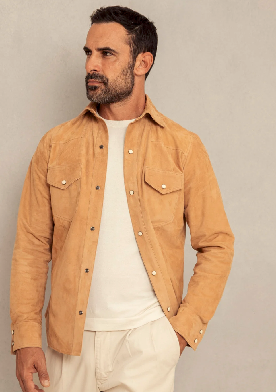 Alfredo Rifugio Suede Texana Shirt beige