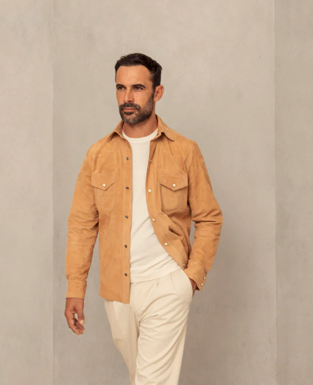 Alfredo Rifugio Suede Texana Shirt beige